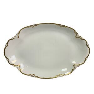 Vintage 1929 Pope-Gosser Sepia Gold Trimmed China 18" Oval Serving Platter
